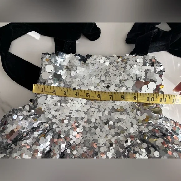 Miss Balykina Sequins Holiday Dress Black Bows Silver Girl Sz 5 Y.O. - Picture 10 of 10